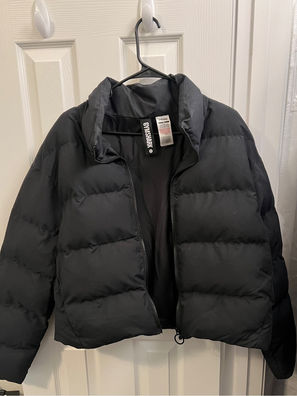 Gymshark Black Cropped Puffer Coat